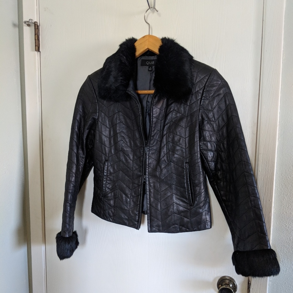 Genuine leather and fur jacket
